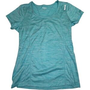 Reebok Womens Athletic Shirt Medium Blue Workout Top Short Sleeve Activewear